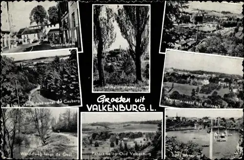 Ak Valkenburg aan de Geul Limburg, Grendeplein, Wandelweg, Panorama, Natuurbad, Wilhelmstoren