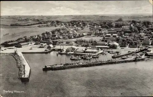 Ak Søby Ærøskøbing Ærø Dänemark, Havn, Luftaufnahme