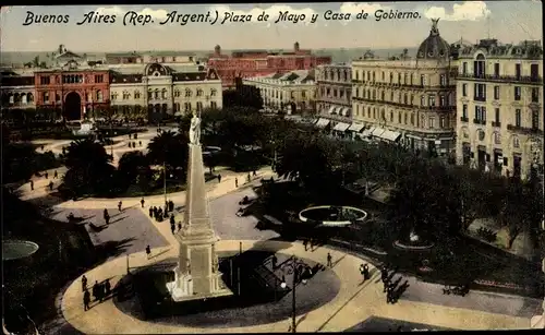 Ak Buenos Aires Argentinien, Plaza de Mayo y Casa de Gobierno