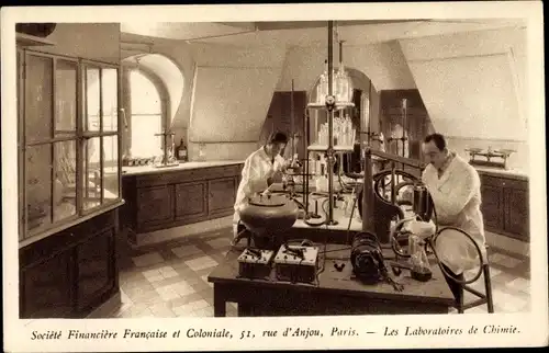 Ak Paris VIII., Societe Financiere et Coloniale, Rue d'Anjou, Laboratoires de Chimie