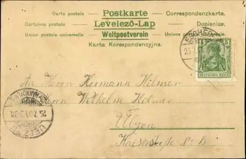 Litho Ausguck, sitzende Frau, Seemann mit Fernrohr