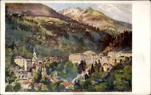 Künstler Ak Bad Gastein Badgastein in Salzburg, Blick auf den Ort