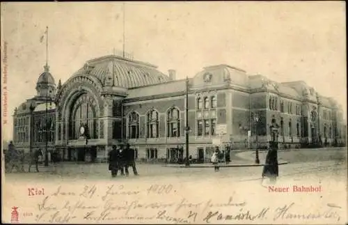 Ak Kiel in Schleswig Holstein, Neuer Bahnhof, Straßenseite