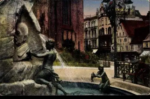 Ak Flensburg in Schleswig Holstein, Bismarck Brunnen