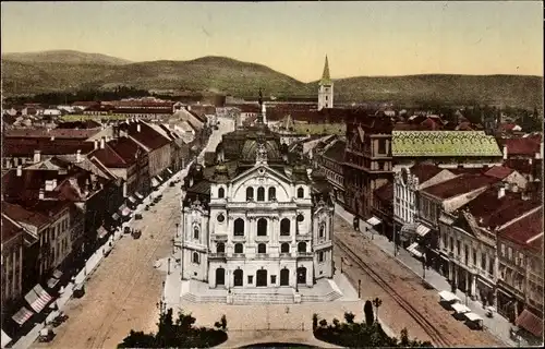 Ak Košice Kassa Kaschau Slowakei, Theater, Hauptstraße, Panorama