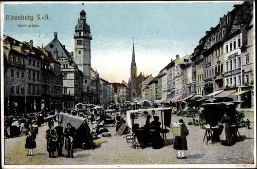 Ak Altenburg in Thüringen, Marktplatz mit Wochenmarkt