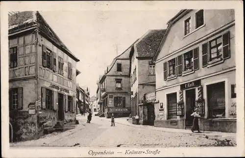 Ak Oppenheim am Oberrhein, Krämer Straße, Geschäft F. Koch, Restauration, Löwen Apotheke