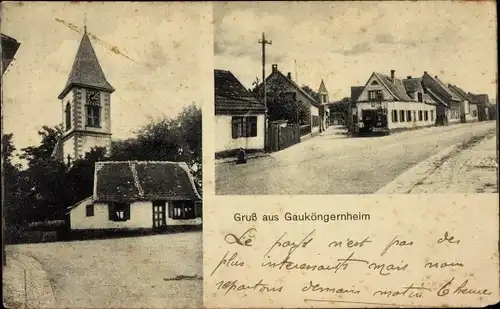 Ak Gau Köngernheim Gau Odernheim Rheinhessen, Straßenpartie, Kirche