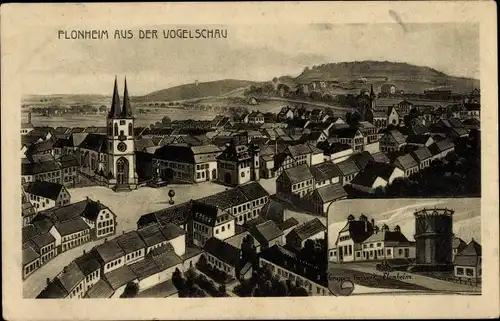 Ak Flonheim in Rheinhessen, Vogelschau, Gaswerk