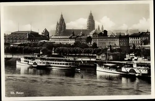 Ak Mainz am Rhein, Blick von der Brücke, Schnell- und Personendampfer Mainz-Köln