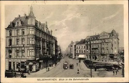 Ak Gelsenkirchen im Ruhrgebiet, Blick in die Bahnhofstraße