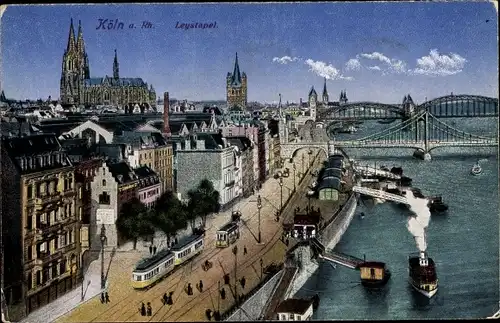 Ak Köln am Rhein, Leystapel, Straßenbahn
