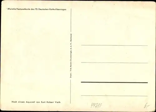 Künstler Ak Vieth, K. H., Bochum im Ruhrgebiet, Stadt des 73. Deutschen Katholikentages 1949