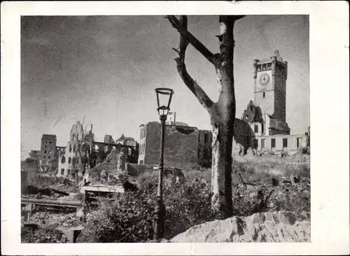 Ak Pforzheim im Schwarzwald, Bahnhofstraße, Kriegszerstörungen, Ruinen, II. WK