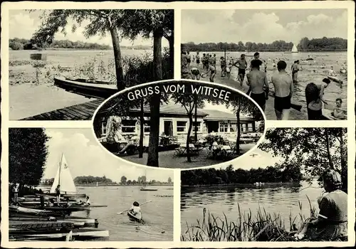 Ak Leuth Kaldenkirchen Nettetal am Niederrhein, Strandlokal De Wittsee, Badegäste, Boote