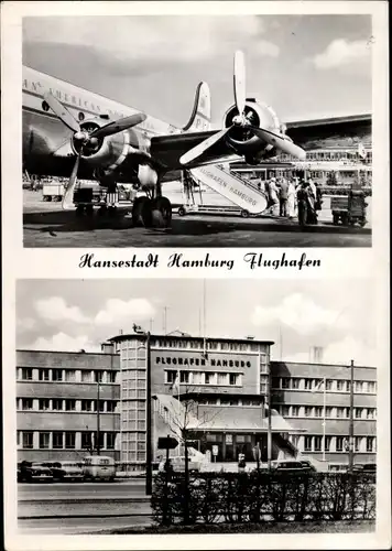 Ak Hamburg, Flughafen, Pan American Aiways Passagierflugzeug
