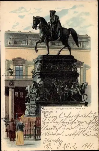 Litho Berlin Mitte, Denkmal Friedrich des Großen, Unter den Linden