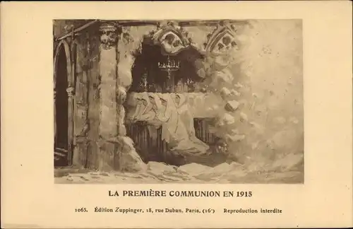 Ak Paris XVI. Arrondissement Passy, La Premiere Communion en 1915, 18, Rue Duban
