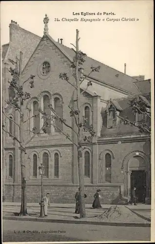 Ak Paris XVI. Arrondissement Passy, Chapelle Espagnole Corpus Christi