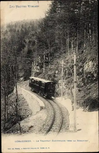 Ak Gérardmer Lothringen Vosges, Le Tramway electrique vers la Schlucht