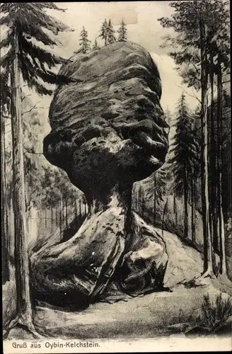 Ak Oybin in der Oberlausitz, Kelchstein, Felsformation, Wald