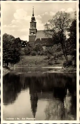 Ak Oederan Sachsen, Am Pfarrteich