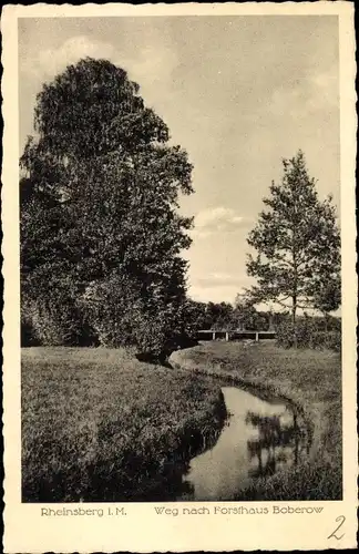 Ak Rheinsberg in der Mark, Weg nach Forsthaus Boberow, Flusspartie