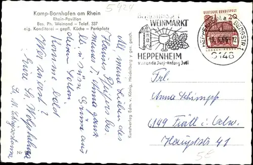 Ak Kamp Bornhofen am Rhein, Rheinpavillon