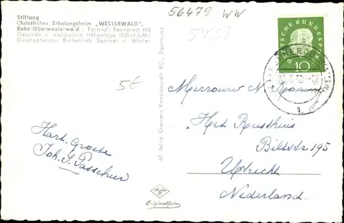 Ak Rehe Rennerod im Westerwald, Stiftung Christliches Erholungsheim Westerwald