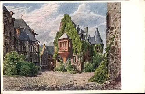 Künstler Ak Lindegreen, K., Marburg an der Lahn, Hinter der Elisabethkirche