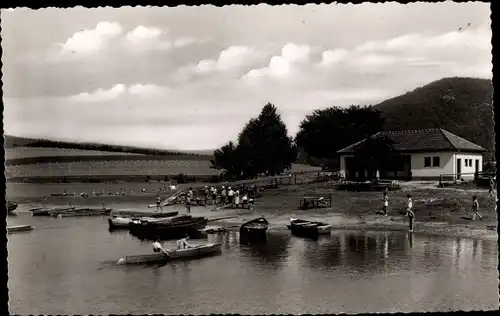 Ak Heringhausen Waldeck Upland in Hessen, Strandhalle am Diemelsee