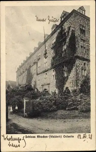 Ak Rhoden Waldeck Diemelstadt Hessen, Schloss, Ostseite