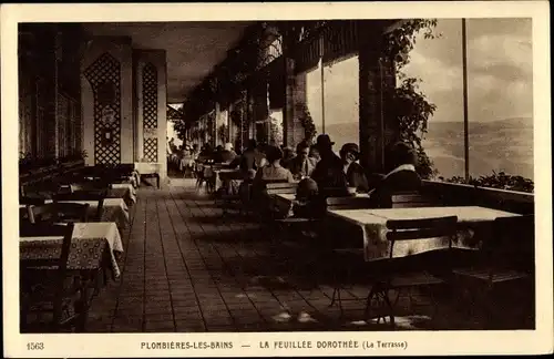 Ak Plombières les Bains Lothringen Vosges, La Feuillee Dorothee, La Terrasse