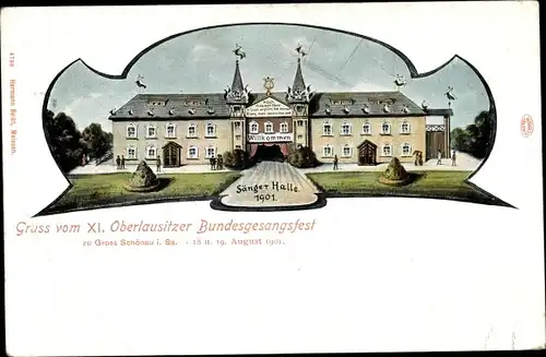 Litho Großschönau in Sachsen, XI. Oberlausitzer Bundesgesangsfest 1901, Sängerhalle