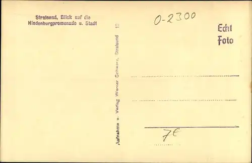 Ak Stralsund in Vorpommern, Hindenburgpromenade und Stadt