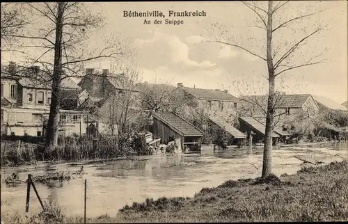 Ak Betheniville Marne, An der Suippe
