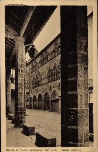 Ak Cordes-sur-Ciel Tarn, Maison du Grand Fauconnier, Mairie