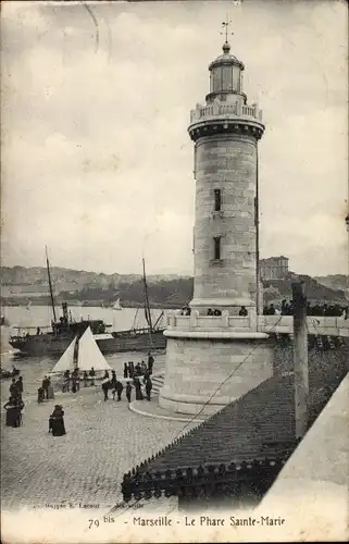 Ak Marseille Bouches du Rhône, Le Phare Sainte Marie