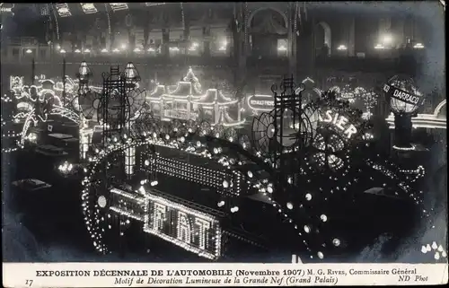 Ak Paris, Exposition Decennale de l'Automobile 1907, Grande Nef, Decoration