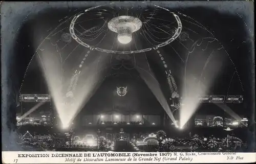 Ak Paris, Exposition Decennale de l'Automobile 1907, Grande Nef, Decoration