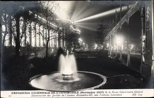 Ak Paris, Exposition Decennale de l'Automobile 1907, Jardin de l'Avenue Alexandre III