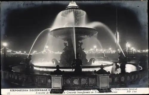 Ak Paris, Exposition Decennale de l'Automobile 1907, Fontaine