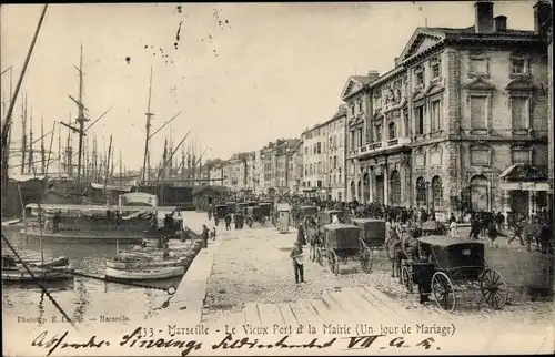 Ak Marseille Bouches du Rhône, Le Vieux Pont a la Mairie