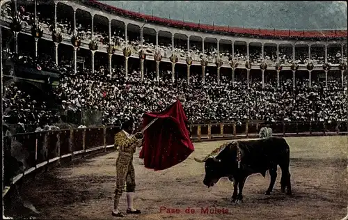 Ak Corrida de Toros, Pase de Muleta, Stierkampf