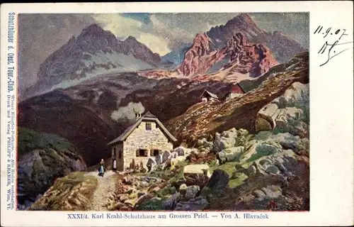 Künstler Ak Hlavacek, A., Melk in Niederösterreich, Karl Krahl-Schutzhaus am Großen Priel