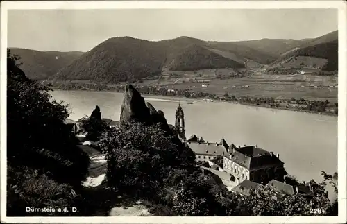 Ak Dürnstein an der Donau Wachau Niederösterreich, Panorama, Donautal