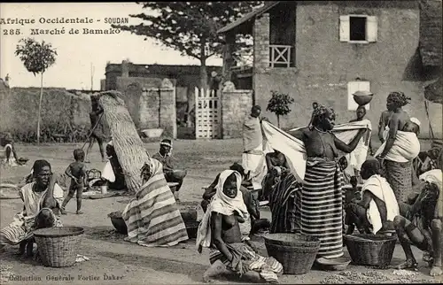 Ak Afrique Occidentale, Un coin de marche, Marktplatz, Eingeborene