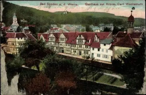 Ak Bad Sooden Allendorf an der Werra Hessen, Blick auf die Stadt, Gasthaus zur Krone