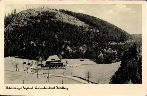 Ak Wałbrzych Waldenburg Schlesien, Andreasbaude mit Waldenberg