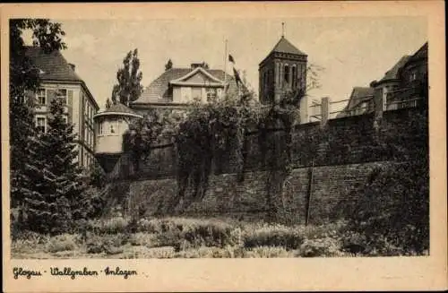 Ak Głogów Glogau Schlesien, Wallgraben-Anlagen